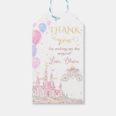Roze Prinses Kasteel Verjaardagsfeest Cadeaulabel (Voorkant)