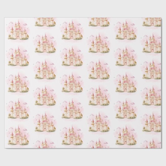 Roze Prinses Kasteel Verjaardagsfeest Cadeaupapier (Vlak)