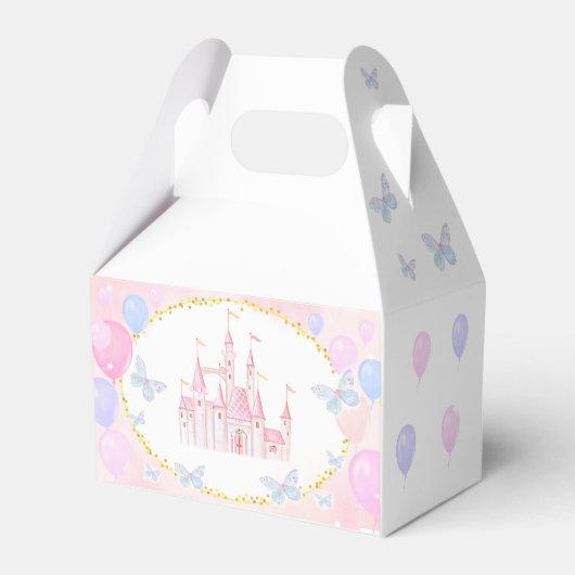 Roze Prinses Kasteel Verjaardagsfeest Favoriet Box Bedankdoosjes (Achterkant)