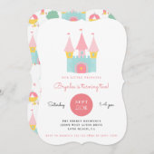 Roze Prinses Kasteel Verjaardagsfeest Kaart (Voorkant / Achterkant)