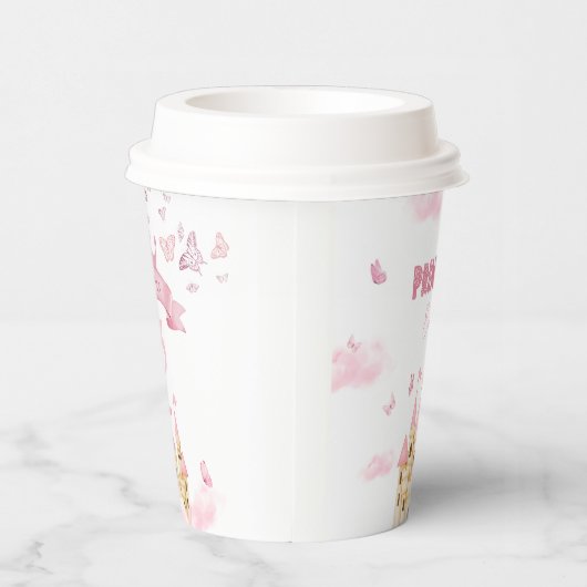 Roze Prinses Kasteel Vlinder Betoverend Feest Papieren Bekers (Rechts)