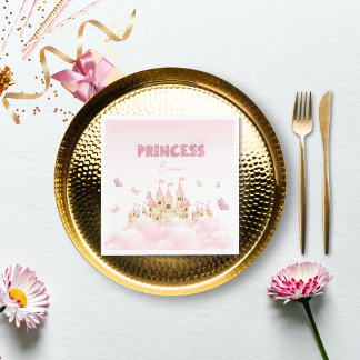 Roze Prinses Kasteel Vlinder betoverend papier Servet