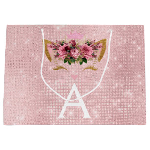 Roze prinses Kitten Roos Gold Blush Pink Glitter Groot Cadeauzakje