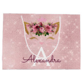 Roze Prinses Kitten Roos Goud Blush Roze Glitter Groot Cadeauzakje (Achterkant)