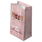 Roze Prinses Kitten Roos Goud Blush Roze Glitter Klein Cadeauzakje (Achterkant Gekanteld)
