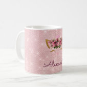 Roze Prinses Kitten Roos Goud Blush Roze Glitter Koffiemok (Voorkant links)