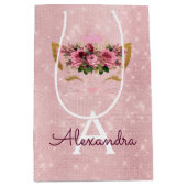 Roze Prinses Kitten Roos Goud Blush Roze Glitter Medium Cadeauzakje (Voorkant)