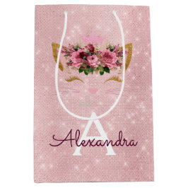 Roze Prinses Kitten Roos Goud Blush Roze Glitter Medium Cadeauzakje