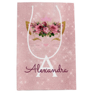 Roze Prinses Kitten Roos Goud Blush Roze Glitter Medium Cadeauzakje