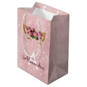 Roze Prinses Kitten Roos Goud Blush Roze Glitter Medium Cadeauzakje (Achterkant Gekanteld)