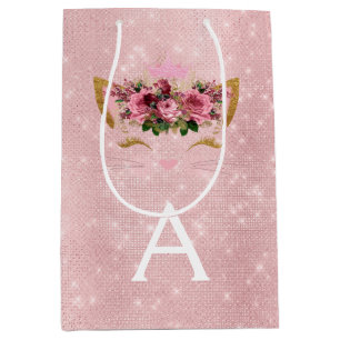 Roze Prinses Kitten Roos Goud Blush Roze Glitter Medium Cadeauzakje