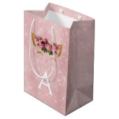 Roze Prinses Kitten Roos Goud Blush Roze Glitter Medium Cadeauzakje (Achterkant Gekanteld)