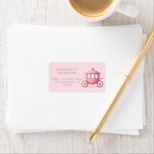 Roze Prinses Koets Retouradreslabels Etiket