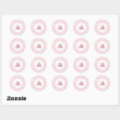 Roze Prinses Koets Ronde Baby Shower Sticker (Vel)