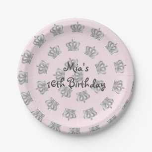 -roze prinses koninklijke kroonBorden Papieren Bordje