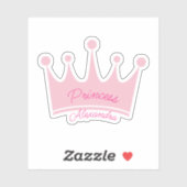 Roze Prinses Kroon Aangepaste naam Contour-Cut Sticker (Vel)