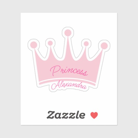 Roze Prinses Kroon Aangepaste naam Contour-Cut Sticker (Vel)