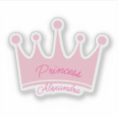 Roze Prinses Kroon Aangepaste naam Contour-Cut Sticker (Voorkant)