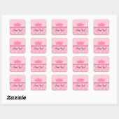 Roze Prinses Kroon Dank u Vierkante Sticker! Sticker (Vel)