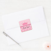 Roze Prinses Kroon Dank u Vierkante Sticker! Sticker (Envelop)