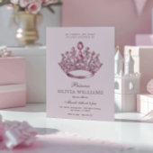 Roze Prinses Kroon Elegant Verjaardagsfeest Kaart
