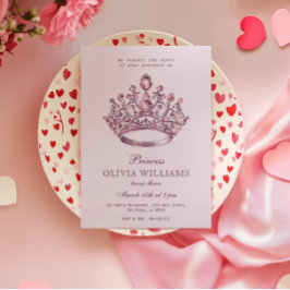 Roze Prinses Kroon Elegant Verjaardagsfeest Kaart