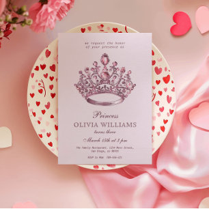 Roze Prinses Kroon Elegant Verjaardagsfeest Kaart