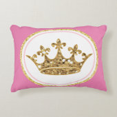 Roze prinses kroon goud Custom Kussen (Voorkant)