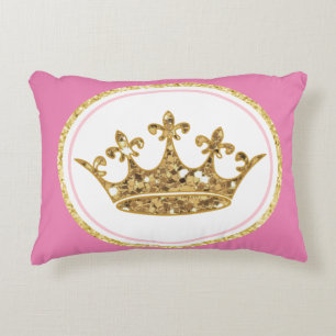 Roze prinses kroon goud Custom Kussen