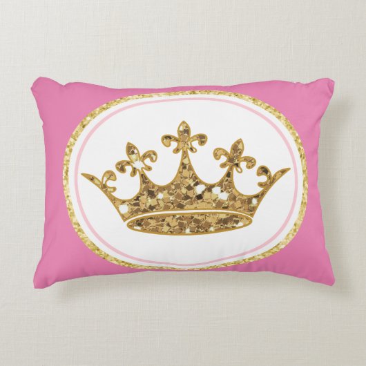 Roze prinses kroon goud Custom Kussen (Voorkant)