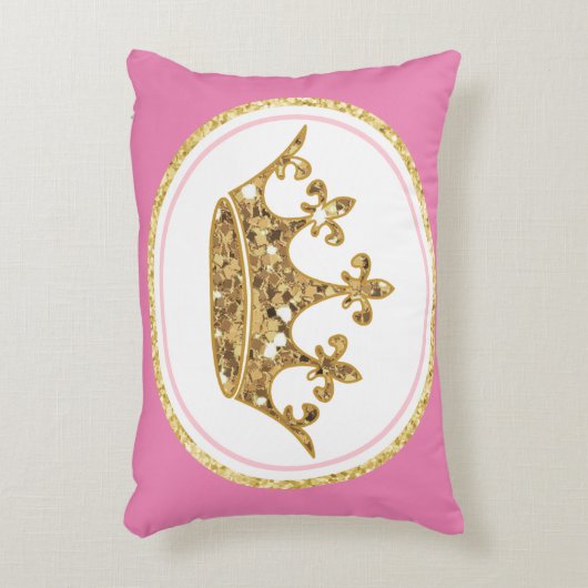 Roze prinses kroon goud Custom Kussen (Voorkant(Verticaal))