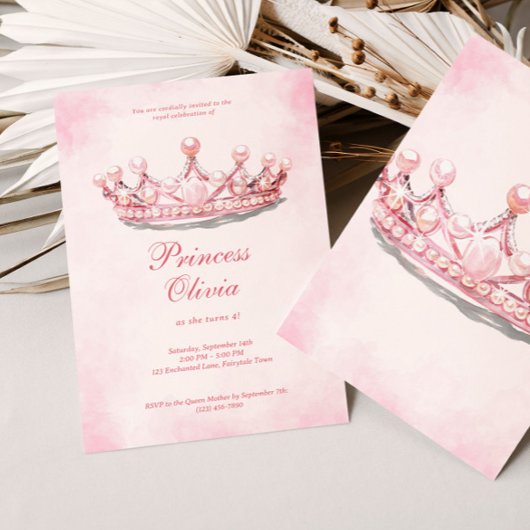 Roze Prinses Kroon Sprookjesfeest Kaart