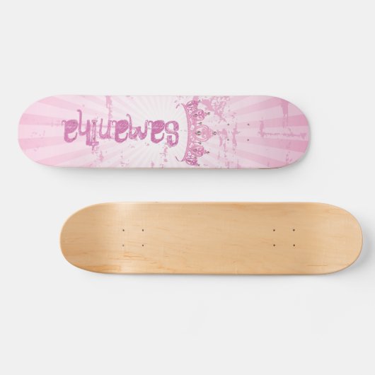 Roze Prinses Kroon Tiara Mini Skateboard (Horizontaal)