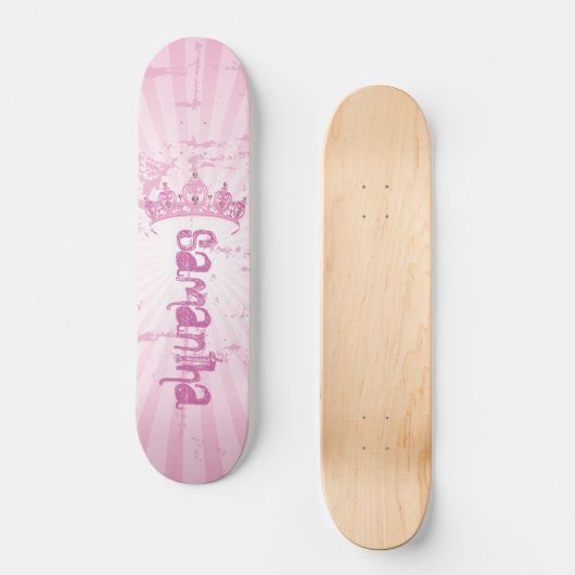 Roze Prinses Kroon Tiara Mini Skateboard (Voorkant)