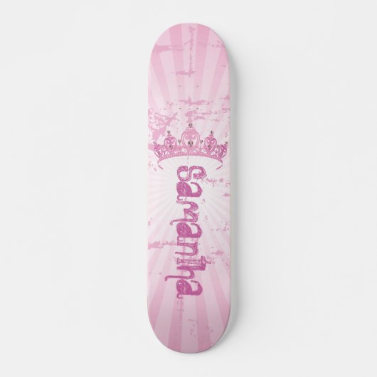 Roze Prinses Kroon Tiara Mini Skateboard (Voorkant)