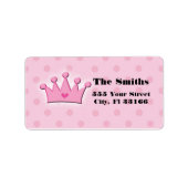 Roze Prinses Kroonadres Labels Polka Dots (Voorkant)