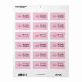 Roze Prinses Kroonadres Labels Polka Dots (Full Sheet)