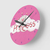 roze prinses & kroonprins op wolk ronde klok (Hoek)