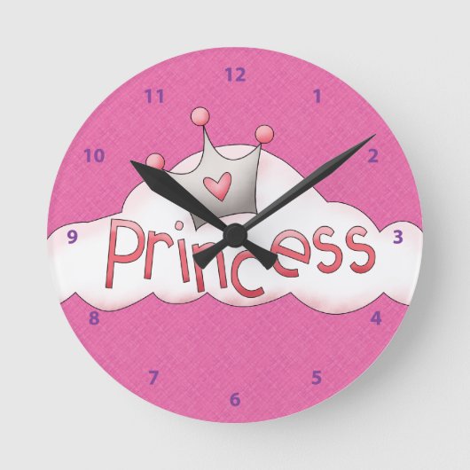 roze prinses & kroonprins op wolk ronde klok (Voorkant)