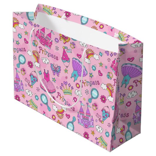 Roze prinses Large Gift Bag Groot Cadeauzakje (Achterkant Gekanteld)
