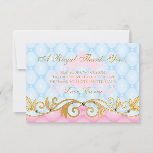 Roze prinses, legant bedankt kaarten (Voorkant)