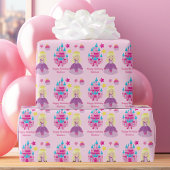 Roze Prinses Meisje Custom Verjaardagsburcht Cadeaupapier