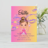 Roze prinses meisje verjaardag uitnodiging (Staand voorkant)