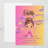 Roze prinses meisje verjaardag uitnodiging (Voorkant / Achterkant)