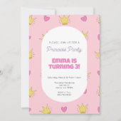 Roze Prinses Meisjes Verjaardagsfeest Uitnodiging (Voorkant)