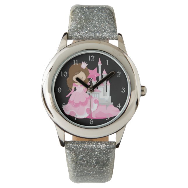  roze prinses met Castle Horloge (Voorkant)