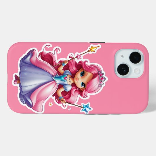 Roze prinses met magische toverstaf en tiara Case-Mate iPhone case (Achterkant (horizontaal))