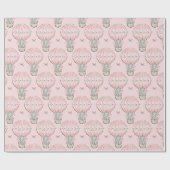 Roze Prinses Olifant Heet Lucht Ballon Cadeaupapier (Vlak)
