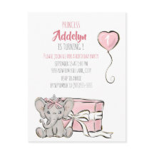 Roze Prinses Olifant Peuter 1e Verjaardagsfeestje