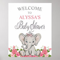 Roze Prinses Olifant Tiara Baby Shower Welkom